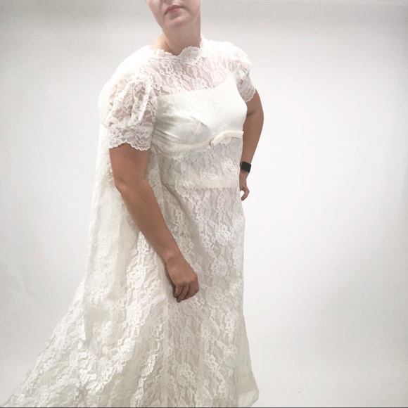 Vintage 70’s empire lace wedding dress costume - Picture 3 of 8